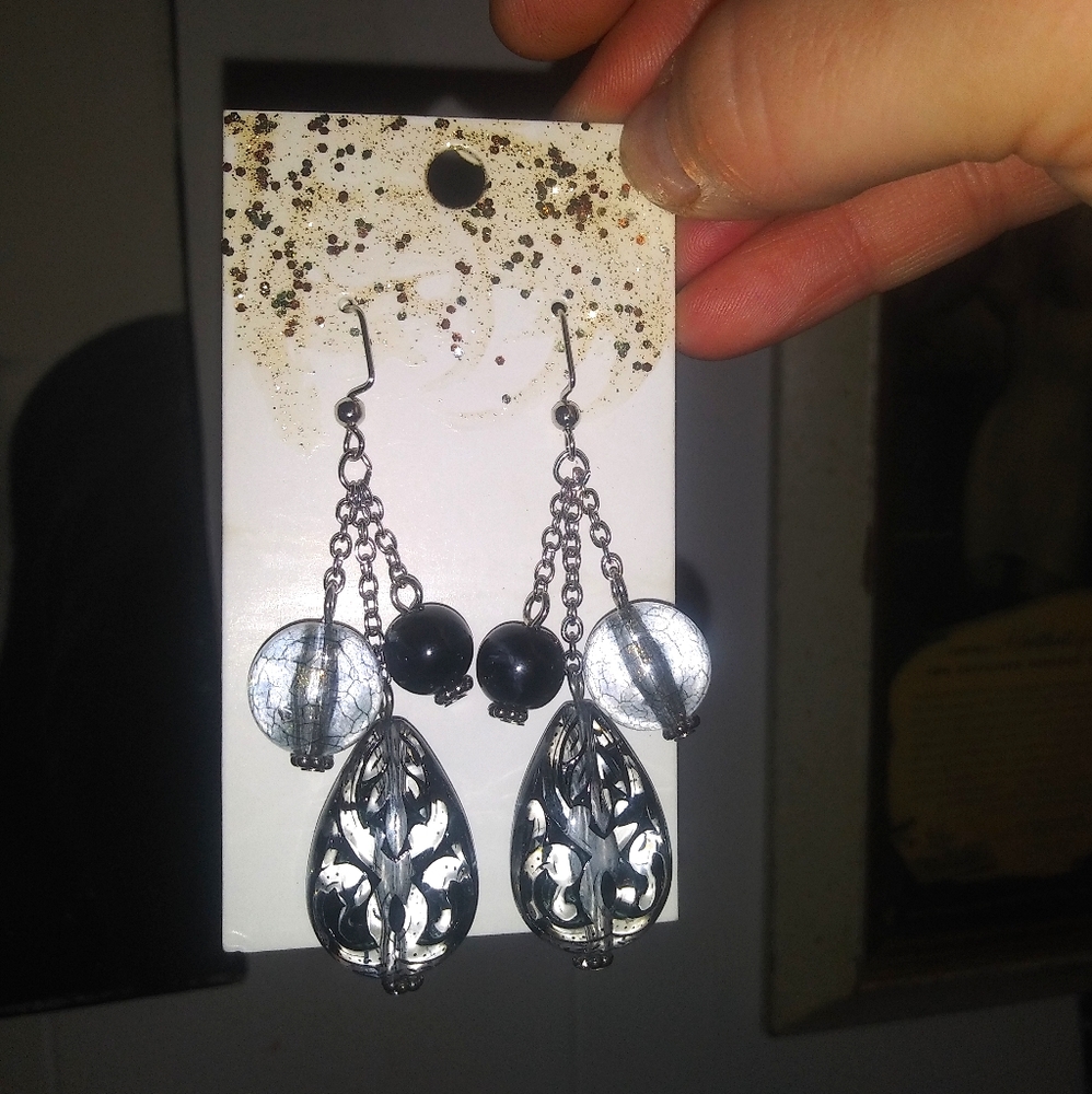 Handmade Damask Beaded Earrings